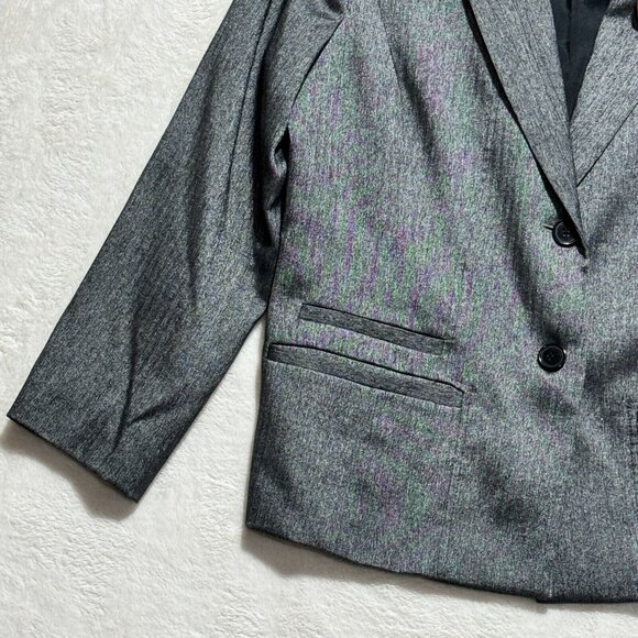 Anne Klein Blazer Coat Gray/Silver 2 Button 2 Pocket w/ Gold Pin Women's Size 14 - Picture 4 of 13